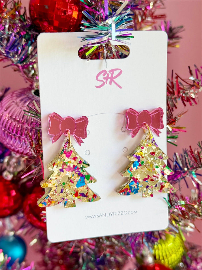 Gold Confetti Acrylic Christmas Tree Dangles