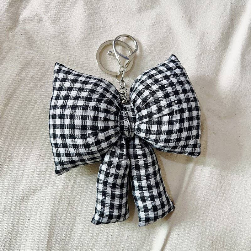 PUFFY CHECKER BOW BAG CHARM