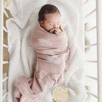 Pink Rainbow Receiving Baby Blanket