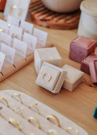 Square Velvet Jewelry Box - Cream