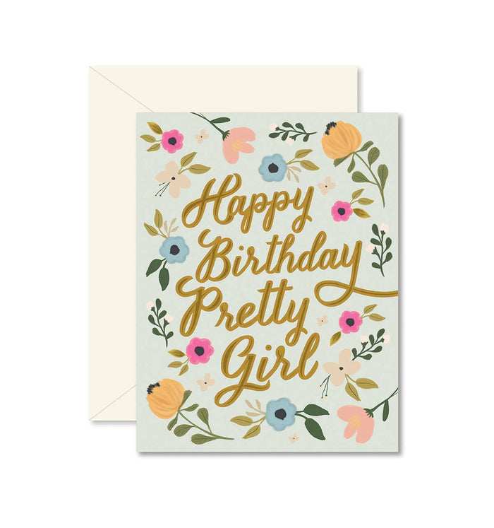 Happy Birthday Pretty Girl Greeting Card