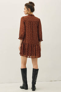 Brown Polka Dot Boho Dress