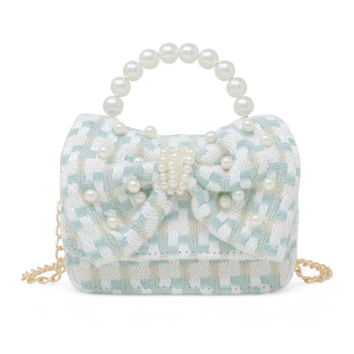 Teal Mini Tweed Handbag