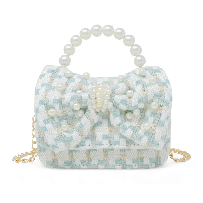 Teal Mini Tweed Handbag