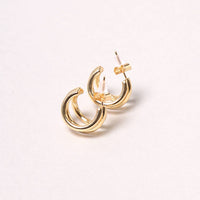 14K Gold-Dipped Double Ring Post Earring