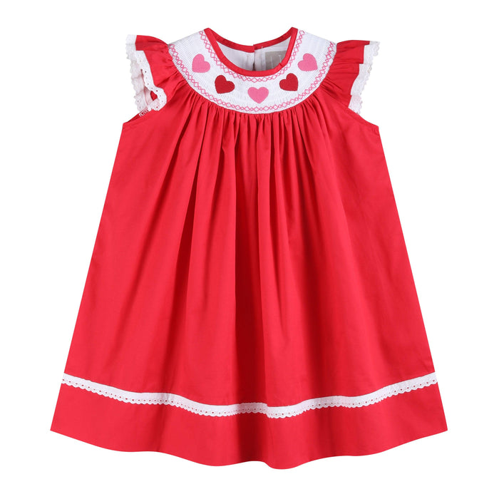 Red Heart Smocked Bishop Dress