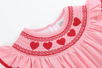 Pink Hearts Valentine Smocked Romper