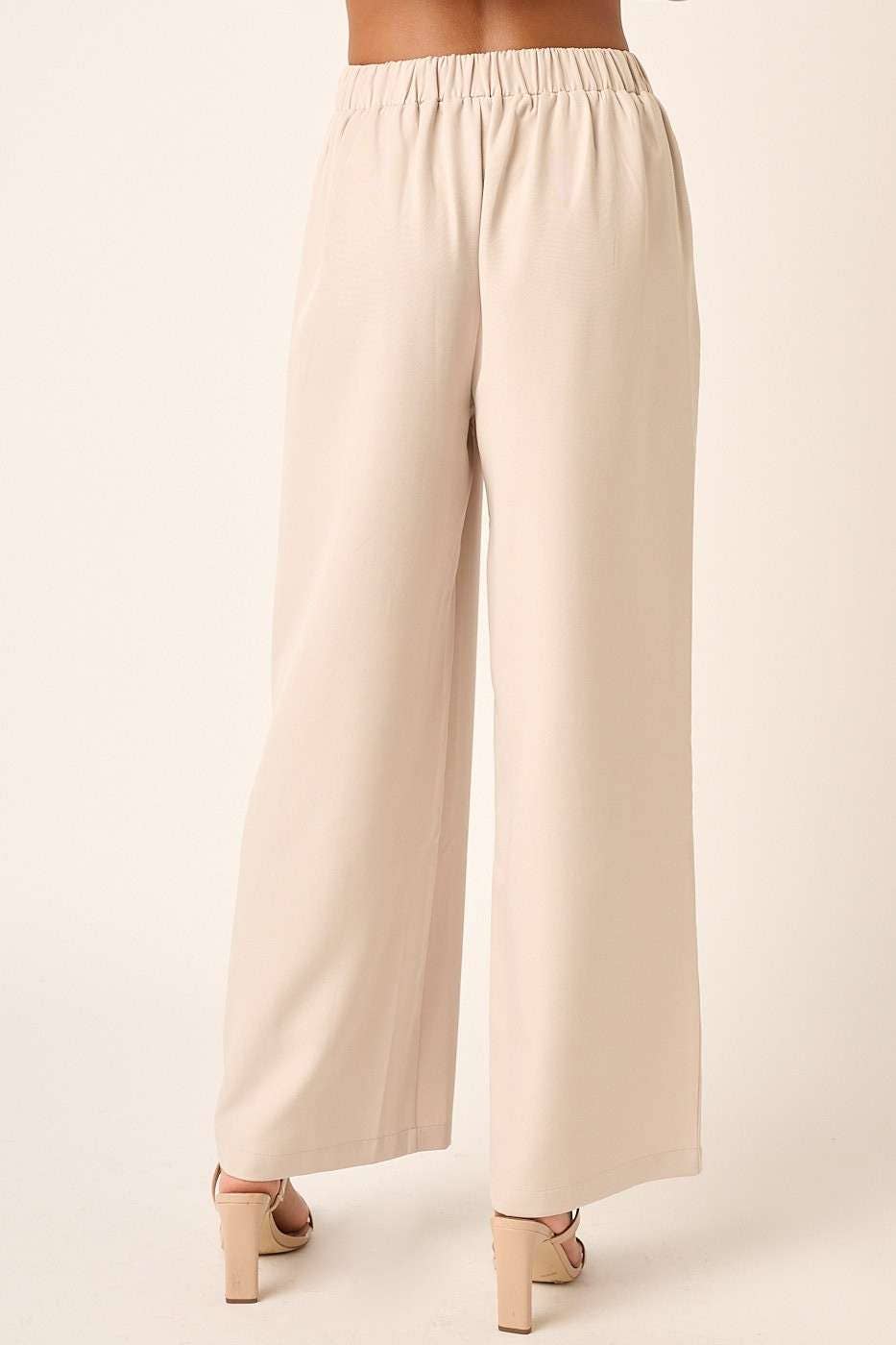 Beige Wide Leg Dress Pants