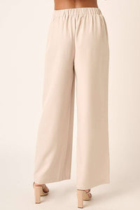 Beige Wide Leg Dress Pants
