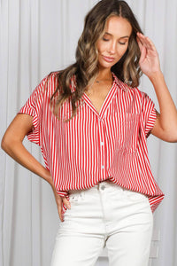 Red Striped Button Down