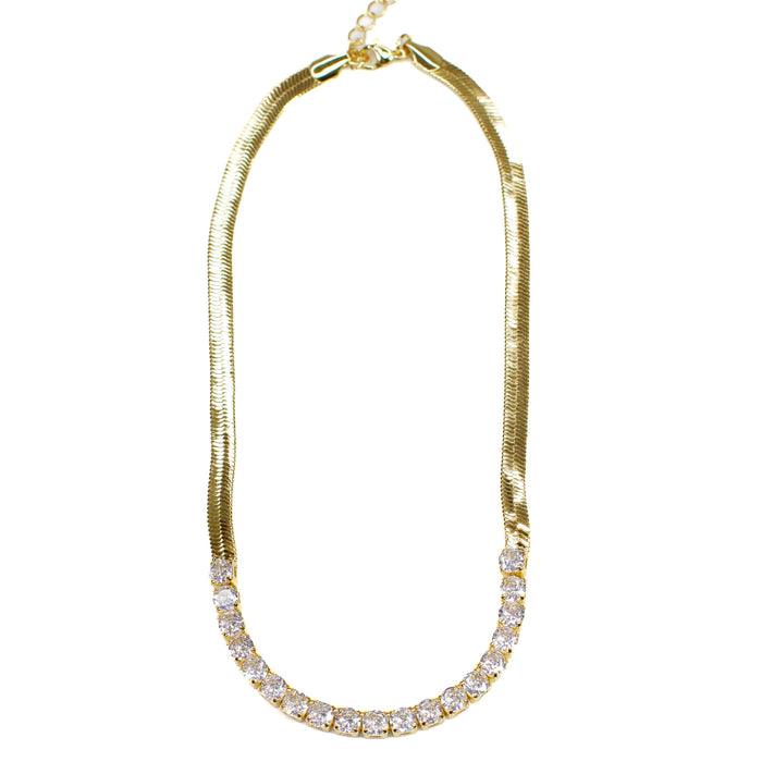 Herringbone CZ Clear Necklace
