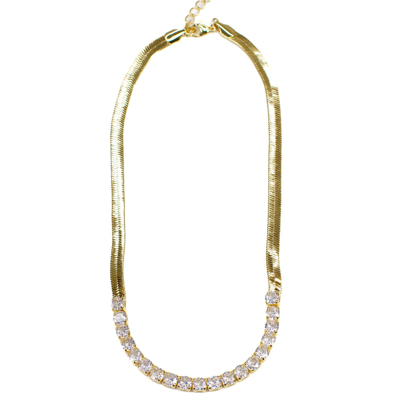Herringbone CZ Clear Necklace