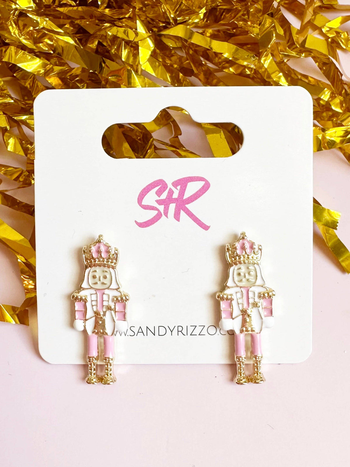 Small Pastel Pink Enamel Nutcracker Stud Earring
