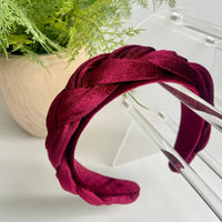 Cranberry Velvet Braided Headband