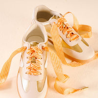 Step It Up Shoelaces–Gingham Orange