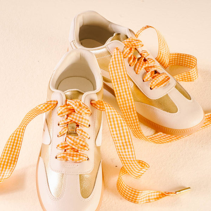 Step It Up Shoelaces–Gingham Orange