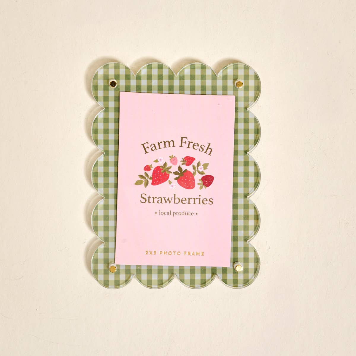 Mini Acrylic Picture Frame Magnet-Farm Fresh Strawberries