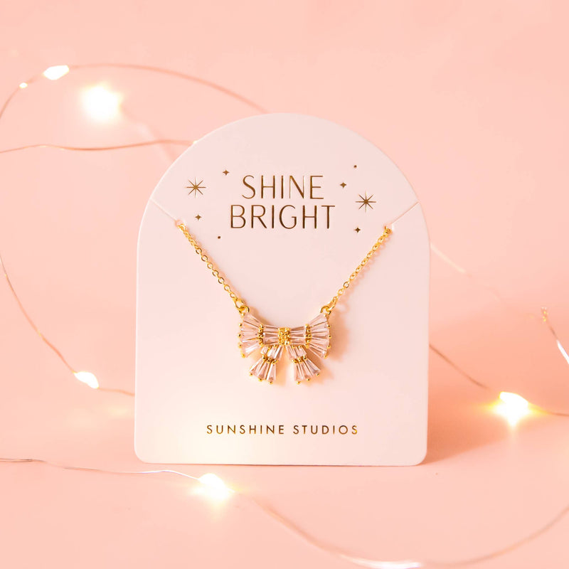 Holiday Sparkle Bow Necklace