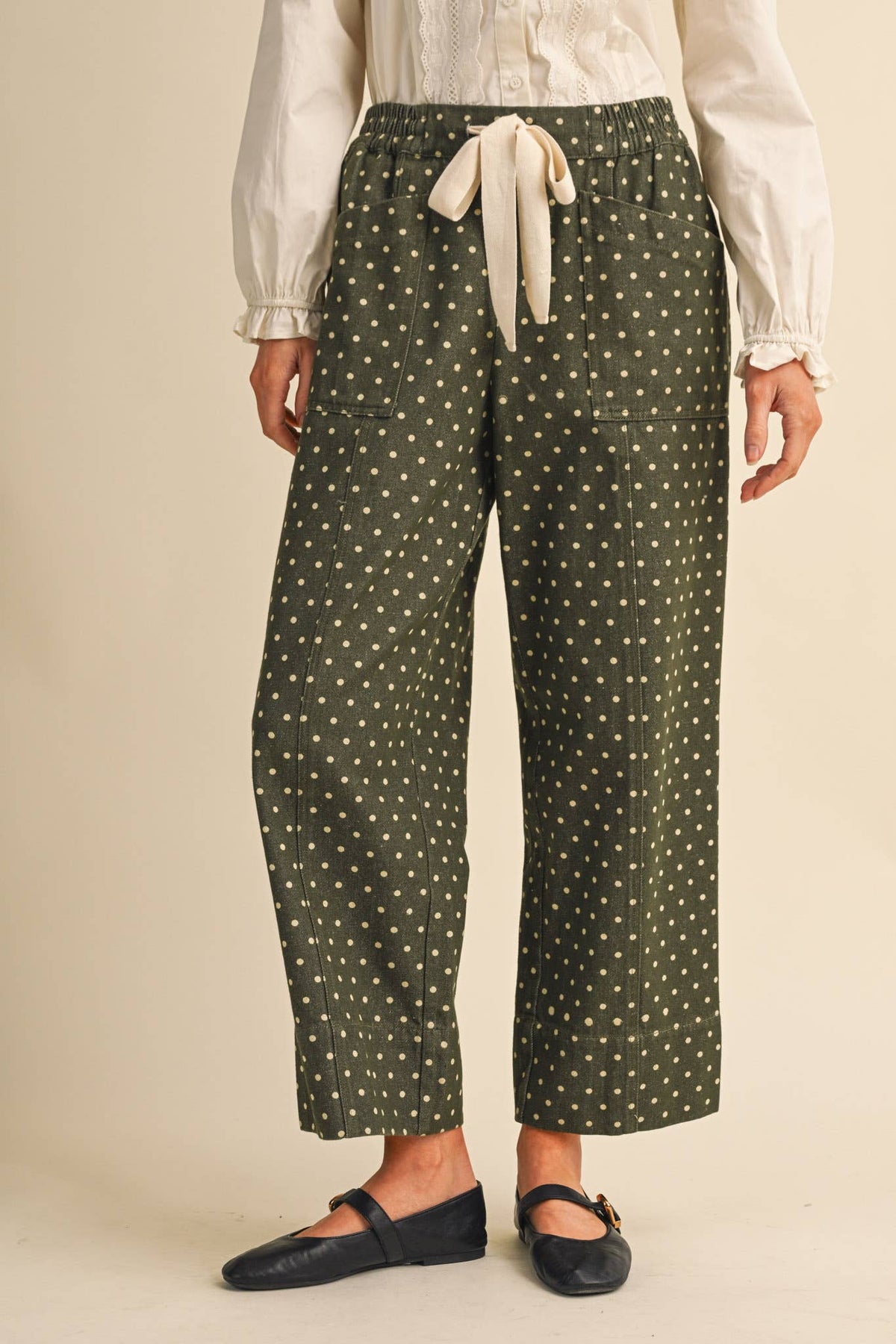 Olive Polka Dot Pants