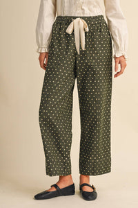 Olive Polka Dot Pants