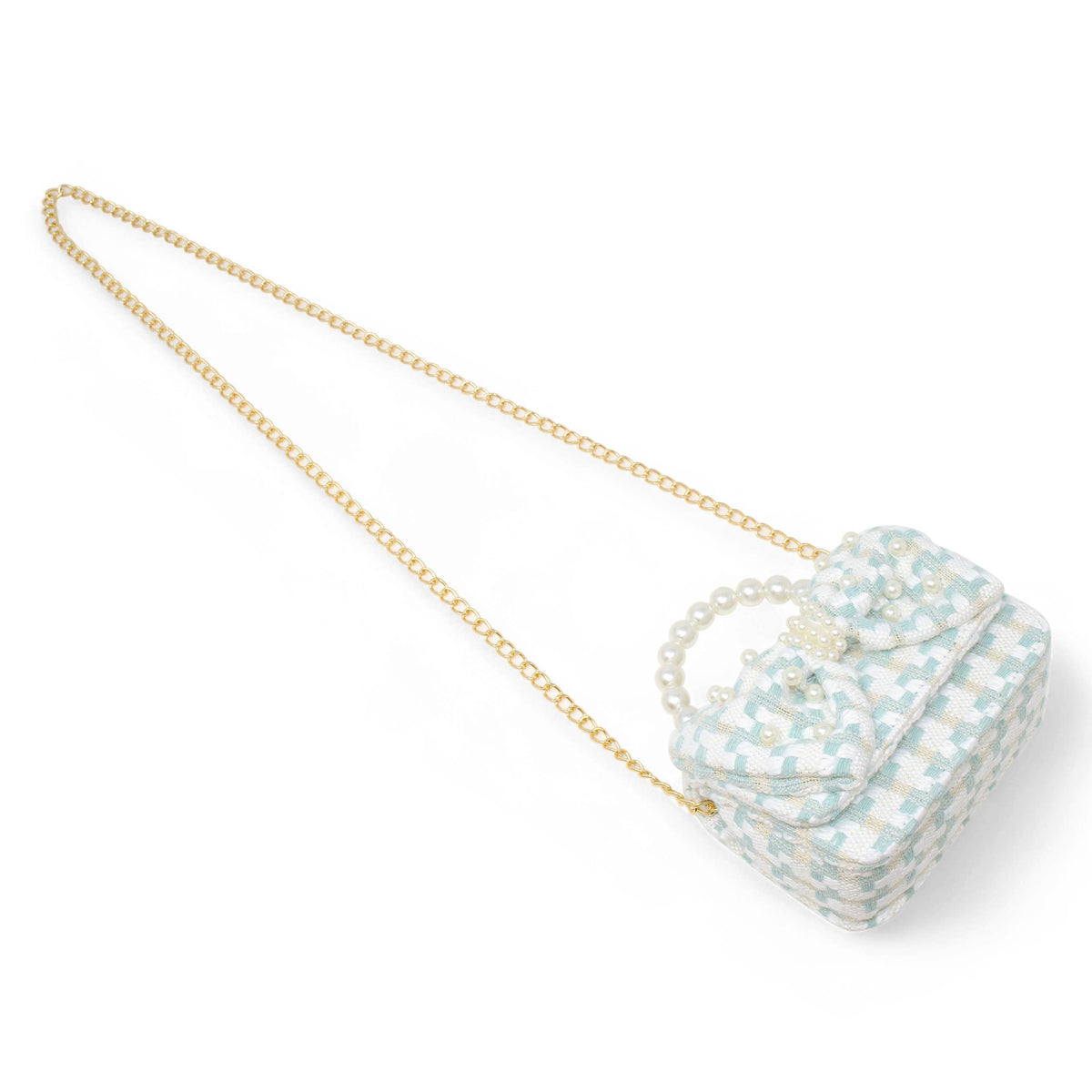 Teal Mini Tweed Handbag