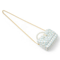 Teal Mini Tweed Handbag
