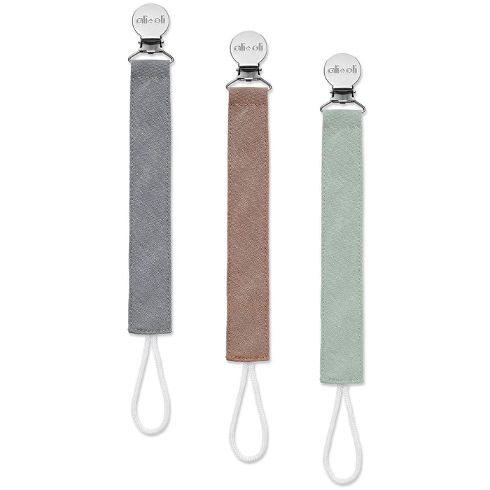 Ali+Oli Linen Pacifier Clips (Forest)