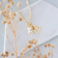 Pearl Open Heart Necklace 