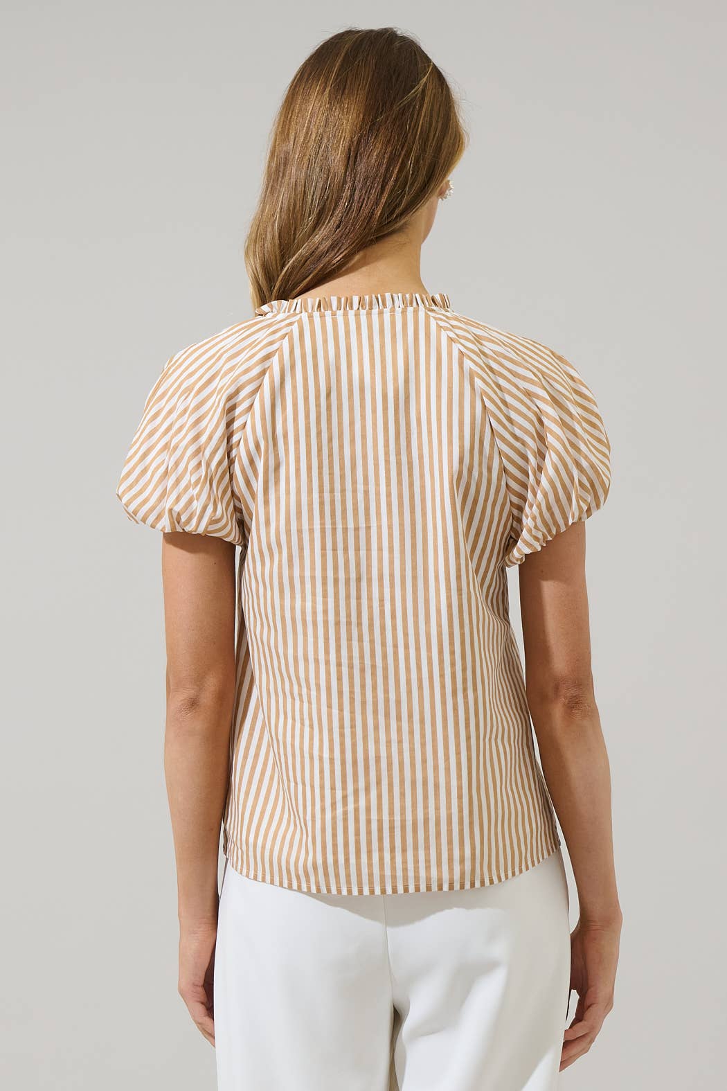 Tan Stripe Button Down Top