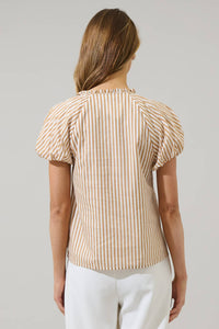 Tan Stripe Button Down Top