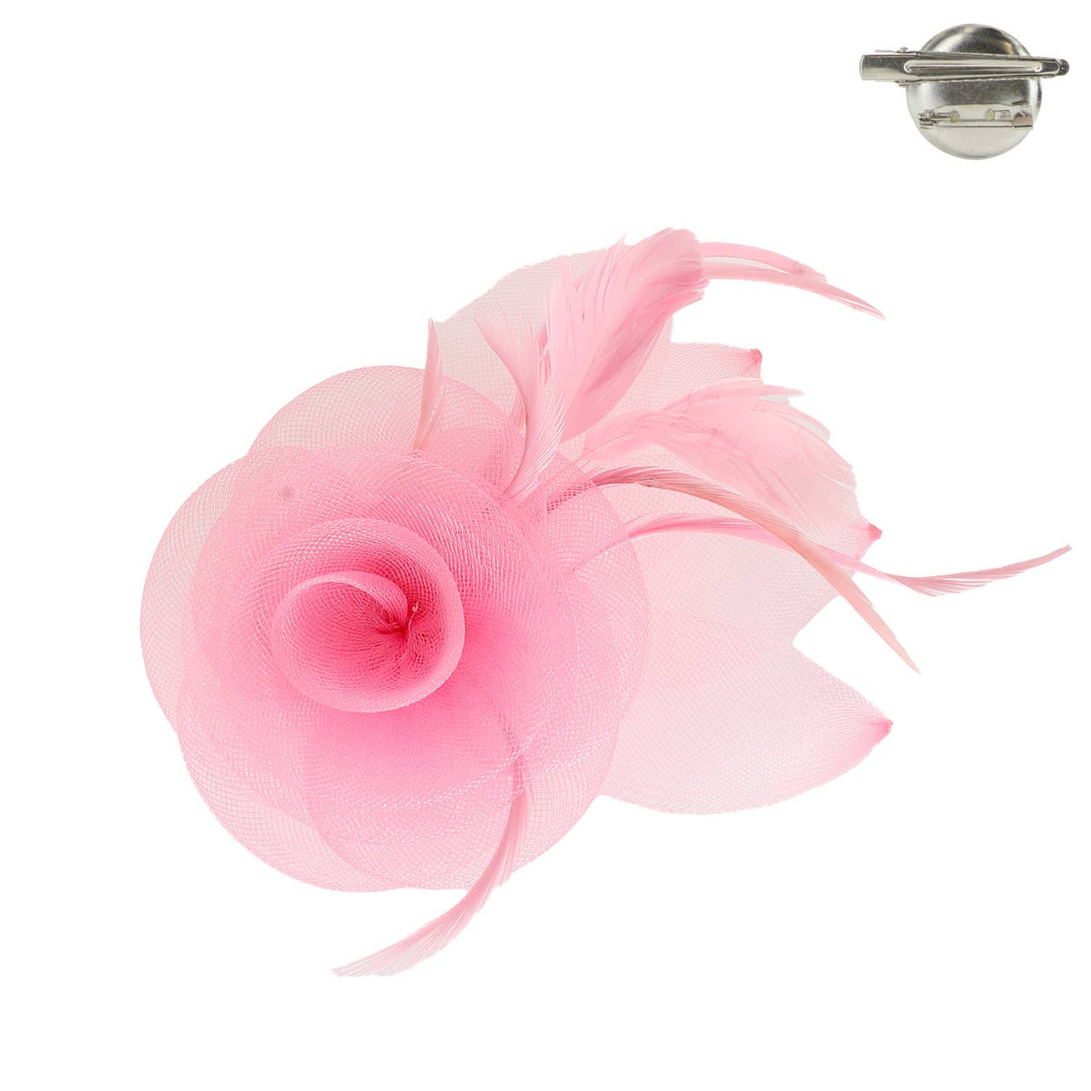 Flower & Leaves Mesh w/ Feathers Fascinator Clip