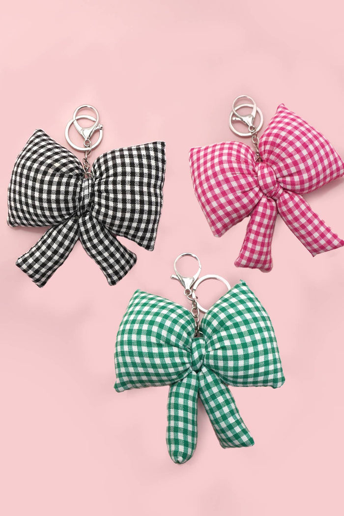 PUFFY CHECKER BOW BAG CHARM