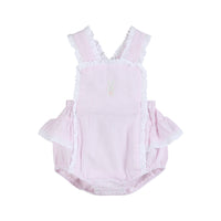Pink Seersucker Easter Bunny Ruffle Romper