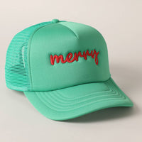 Merry  Embroidery Mesh Back Trucker Hat