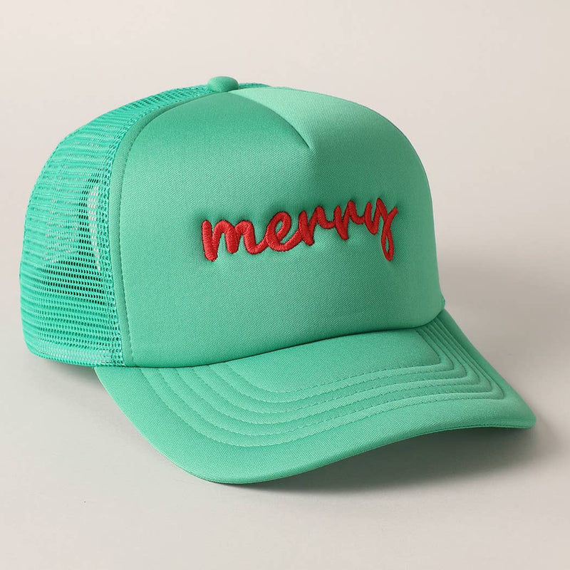 Merry  Embroidery Mesh Back Trucker Hat