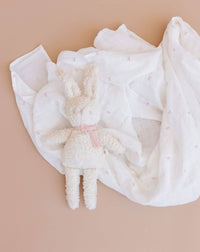 Muslin Swaddle Pink Bow Baby Shower Girl Organic Cotton Gift