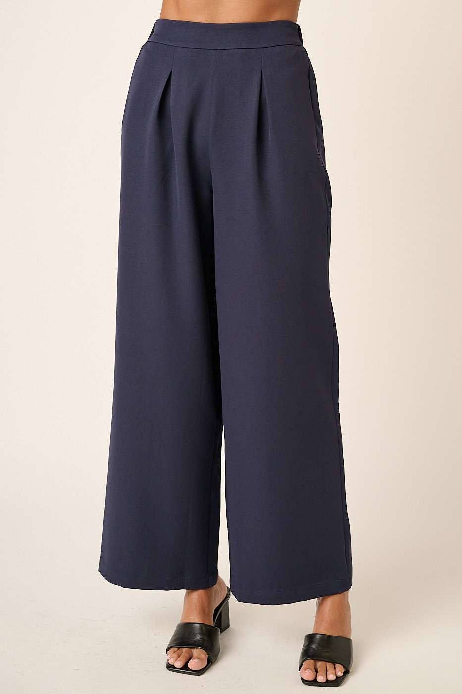 Navy Wide Leg Dress Pants