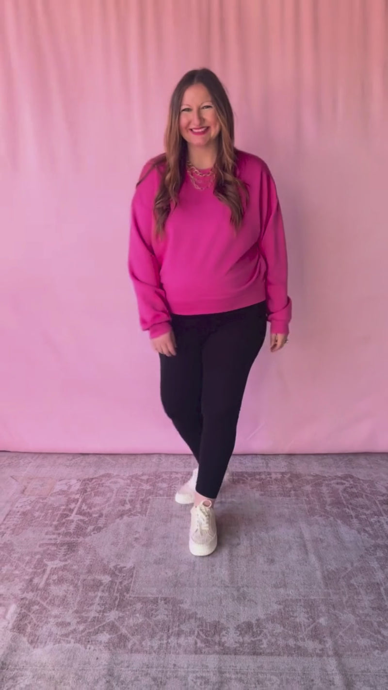 Fuchsia Scuba Cropped Sweatshirt