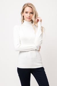 White Ribbed Turtleneck