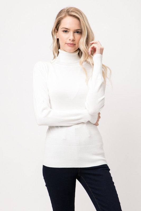 White Ribbed Turtleneck