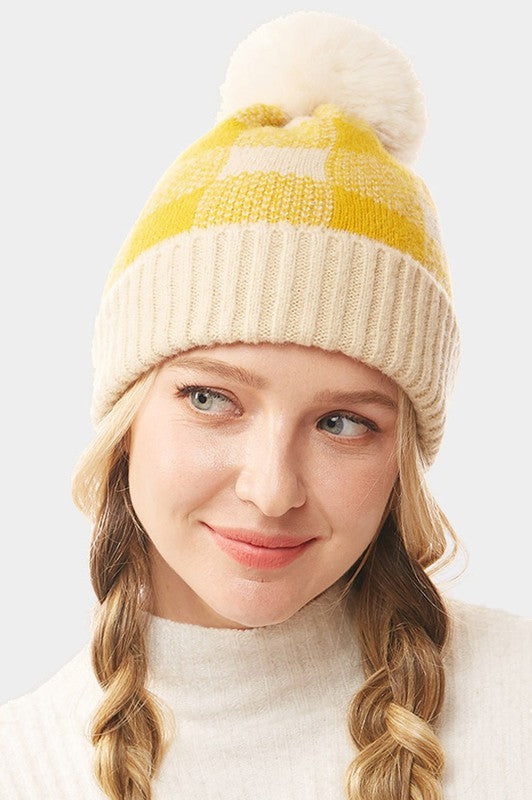 Buffalo Check Pom Beanie