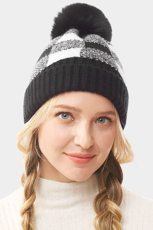 Buffalo Check Pom Beanie