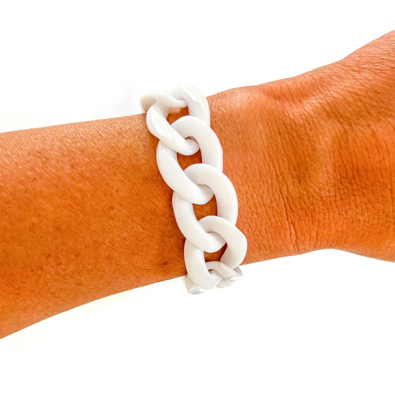 White Chunky Acrylic Chain Link Bracelet