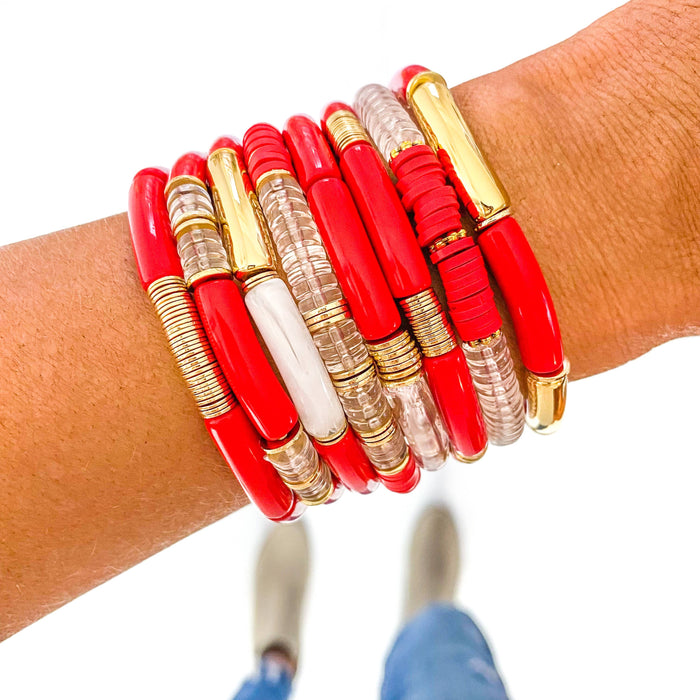 Red Acrylic Tube Bracelet