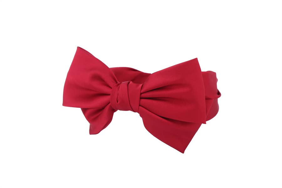 Ladies Fabric Bow Tie Design Headband: Red