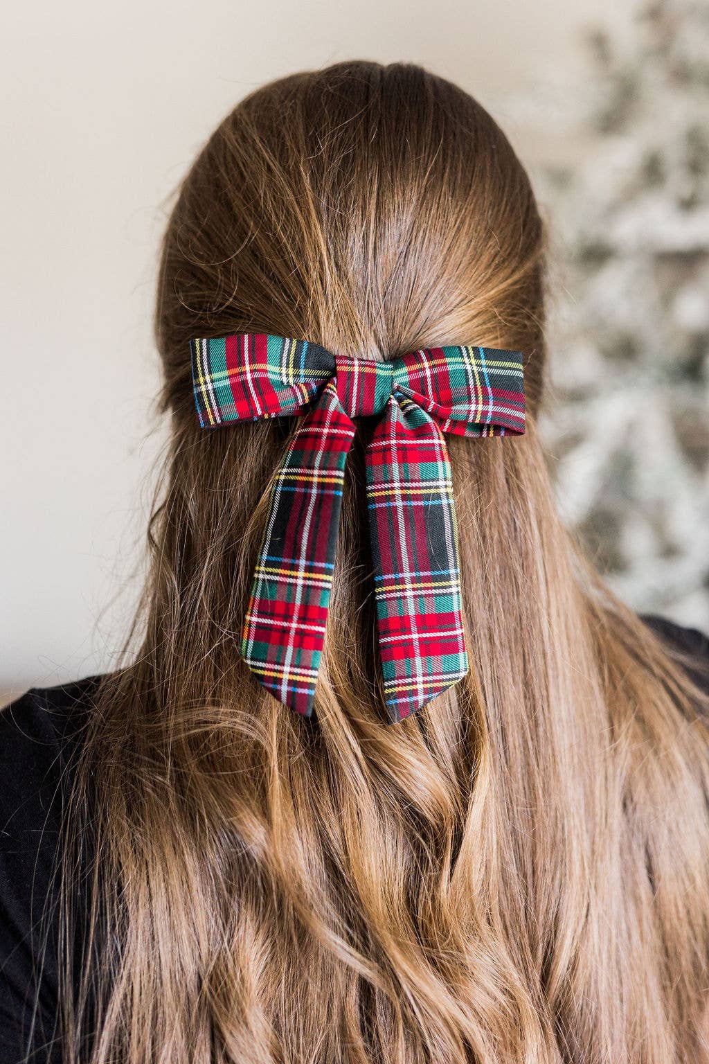 Black & Red Tartan Bow Barrette