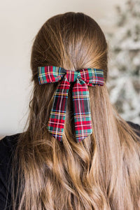 Black & Red Tartan Bow Barrette