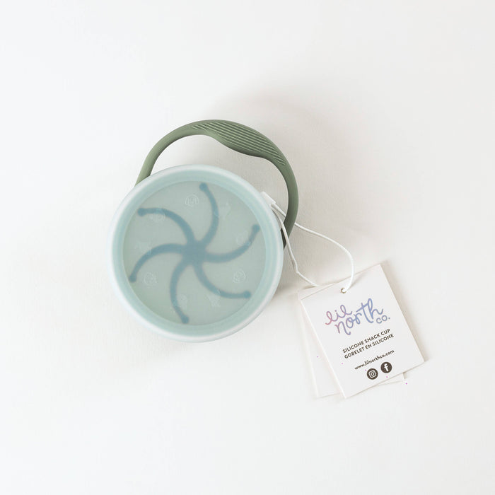 Sage Lidded Silicone Snack Cup