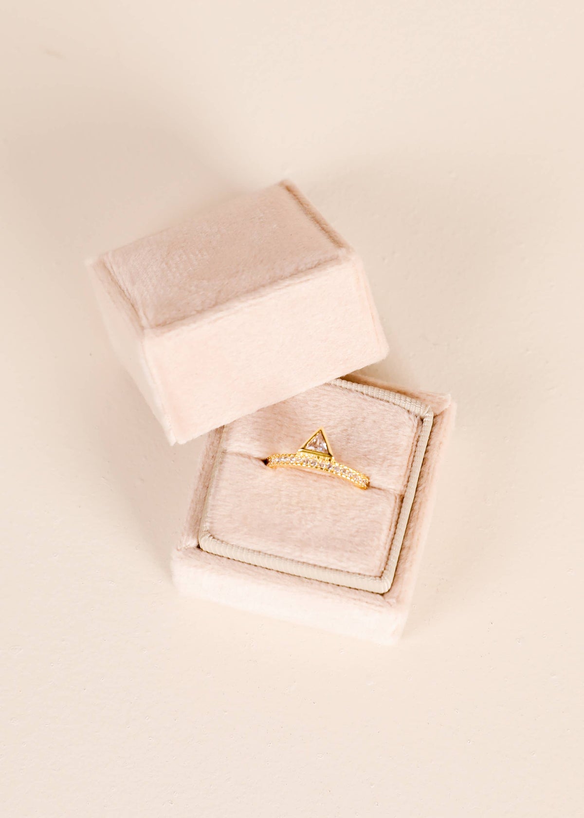 Square Velvet Jewelry Box - Cream