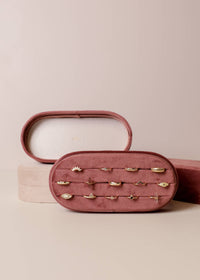 Large Oval Velvet Jewelry Box - Dusty Rose